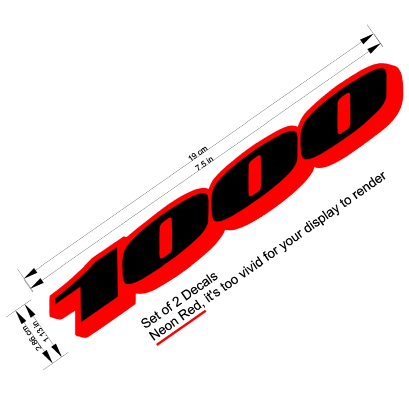 Suzuki 1000 Black on Neon Red shadow 5.9 inches long
